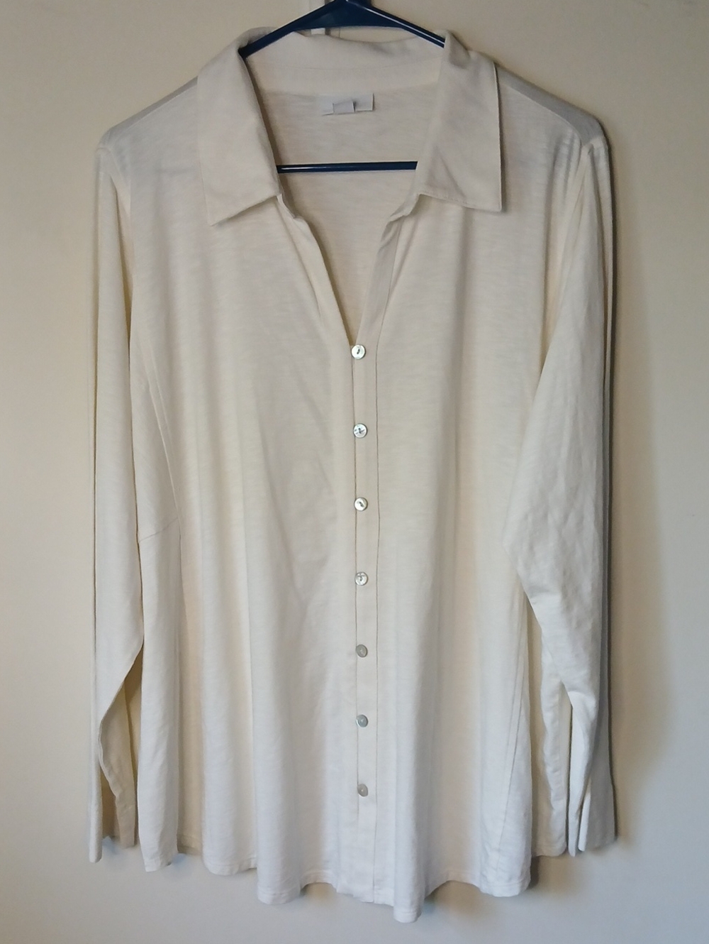 J. Jill Cream Long-Sleeve Button-Down Shirt
